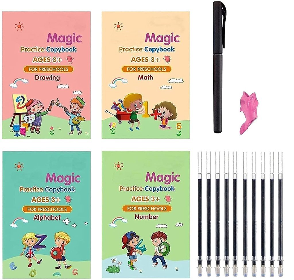 4 PCS Magic Grooved Practice Copybook for Children, Bangladesh