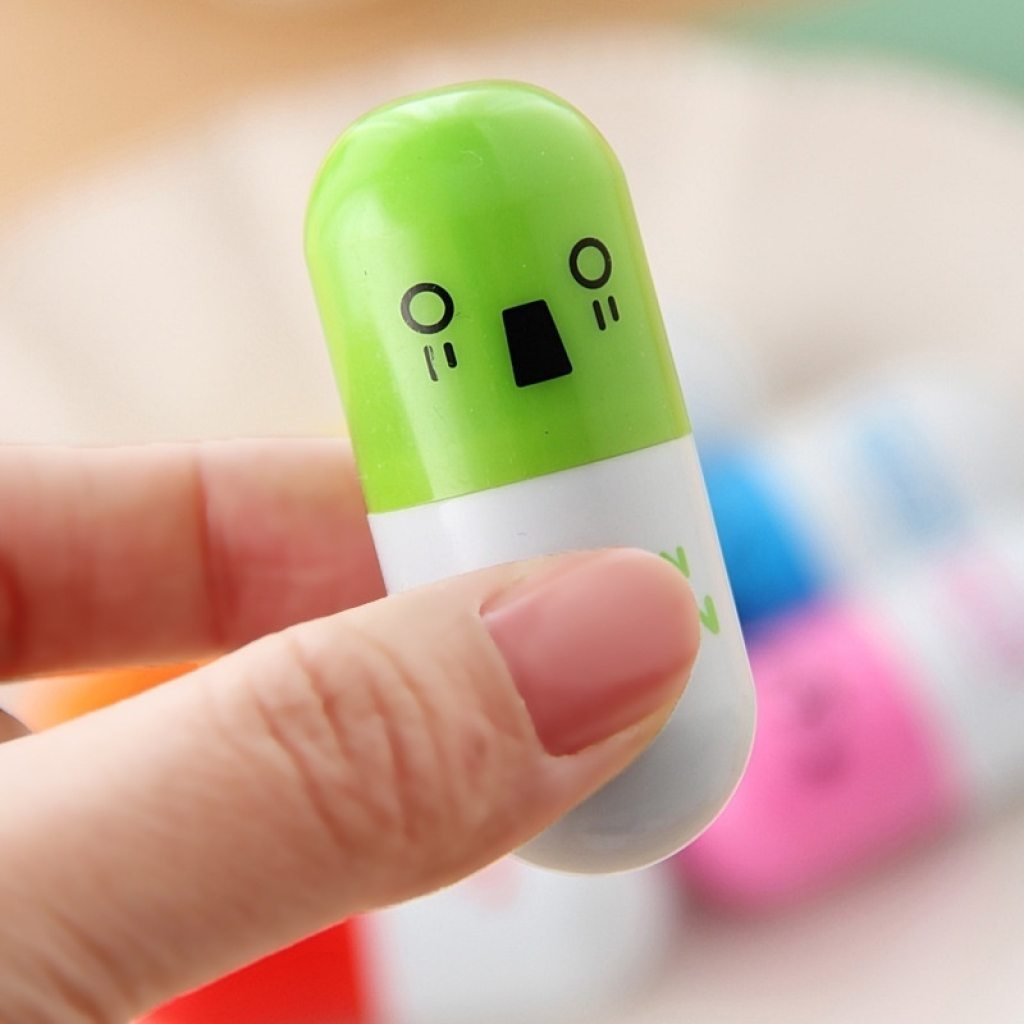 1 Pcs Mini Retractable All Face Pill Ball Point Pen Capsule Ballpen For ...