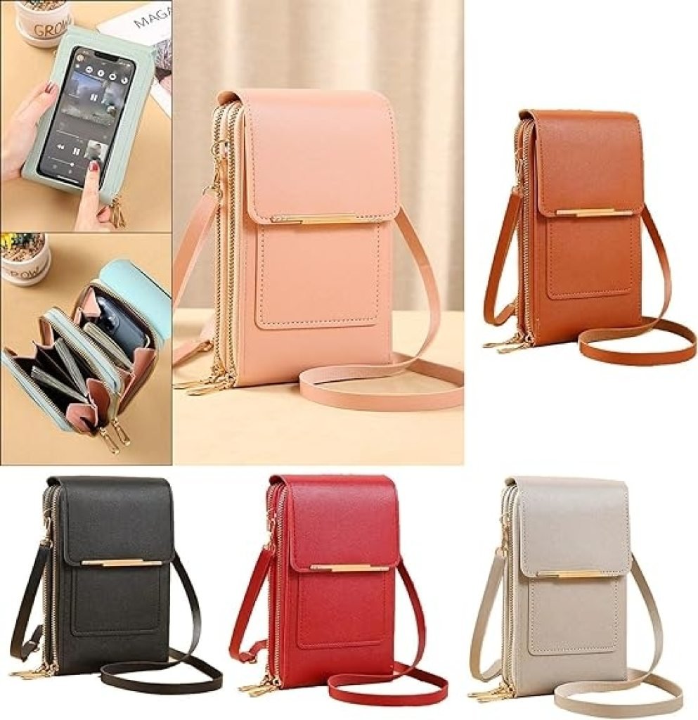 Buy S-ZONE PU Leather RFID Blocking Cellphone Wallet Clutch Purse Zippered Crossbody  Bag Phone Pouch at Amazon.in