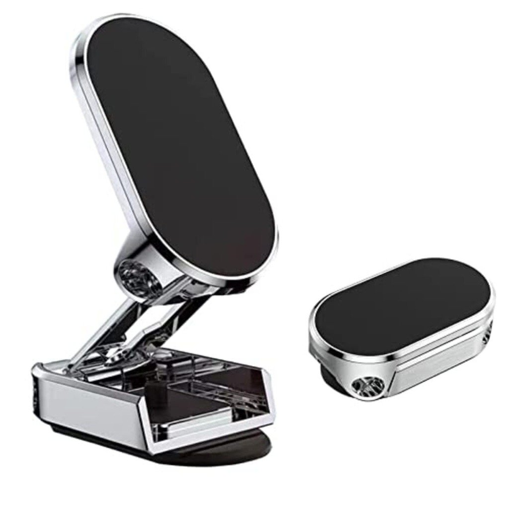 Universal Magnetic Cell Phone Car Mount - Dashboard & Windshield Holder For All Smartphones (Black Aluminum)