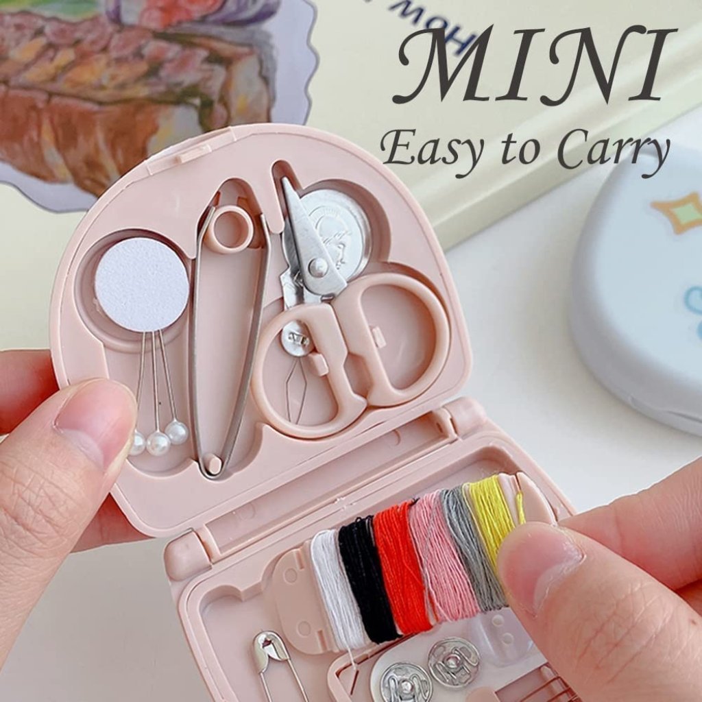 Mini Travel Sew Kit Beginner Mini Sewing Box Pocket Folding Sewing Kit,  with Sewing Needle, Thread, Cutton, Pin, Scissors, Clip, Needle Threader
