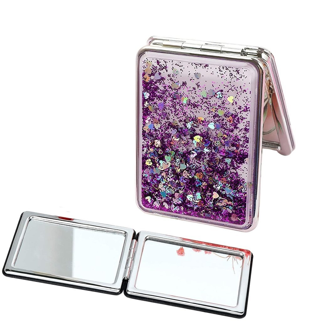 Compact Mirror Square Pu Leather Makeup Mirror for Purses Small Pocket ...