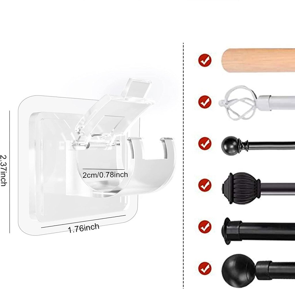 thumbnail image 2 of 2 Sets Heavy Duty Curtain Rod Brackets - Iron Wall Mount Holders For Stable Curtain Support 2 of 10