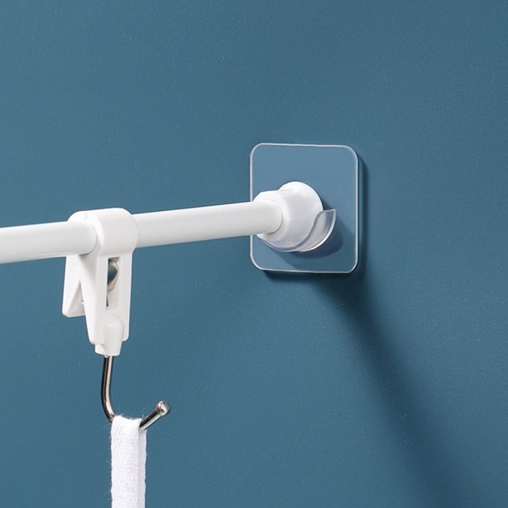 2-Pack Adhesive Shower Curtain Rod Tension Holders – White, Wall Mount Retainer, 20lb Capacity