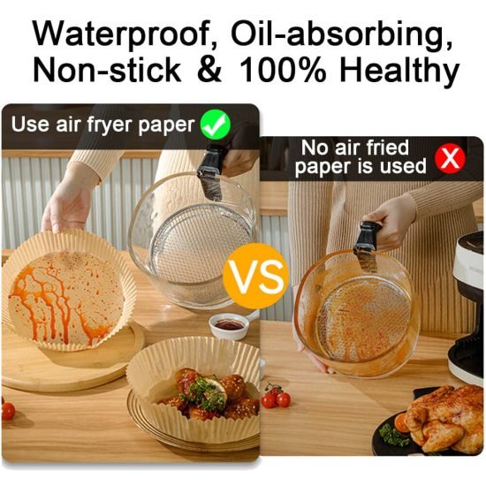 100 PCS Round Air Fryer Paper Sheets Disposable Kitchenware