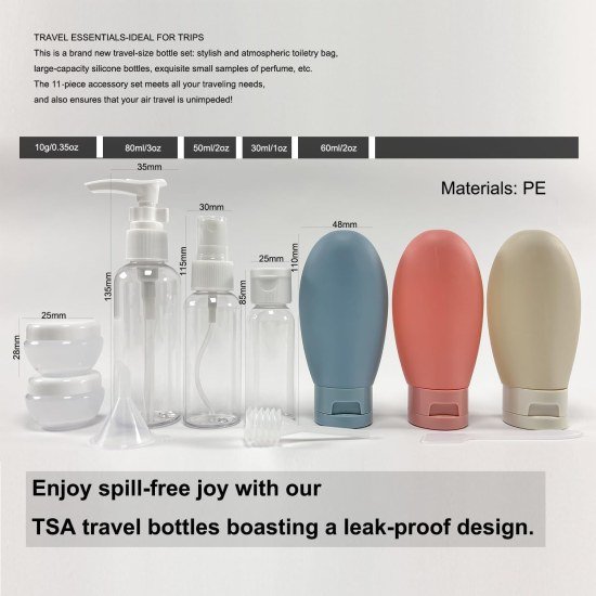 11 PCS Travel Bottle Set Outdoor
