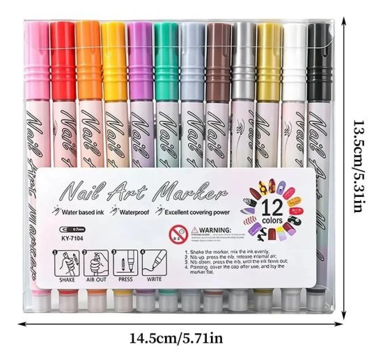 12 Color Nail Art Maker Pen Beauty Products
