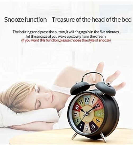 13 CM Twin Bell Black Alarm Clock Home Improvement