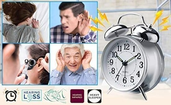 13 CM Twin Bell Silver Alarm Clock Home Improvement