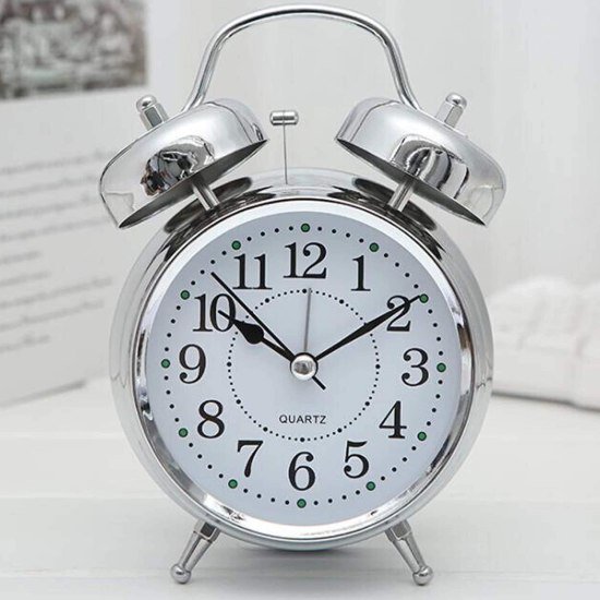 13 CM Twin Bell Silver Alarm Clock Home Improvement