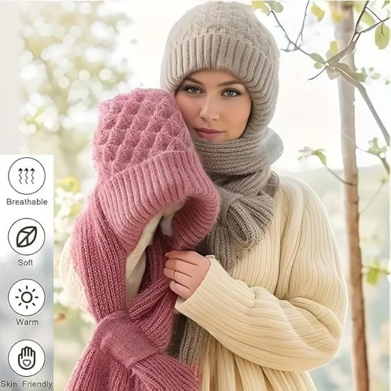 2 In 1 Winter Hat Scarf Personal Care