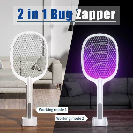 2 in 1 Mosquito Bat Killer Racket Mosquito Racket Swatter UV Light  Outdoor