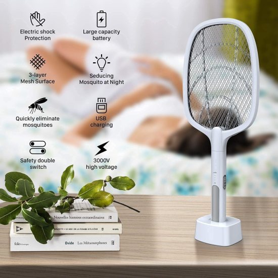 2 in 1 Mosquito Bat Killer Racket Mosquito Racket Swatter UV Light  Outdoor