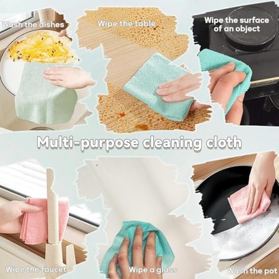 20 Pcs Microfiber Cleaning Wipes Kitchenware