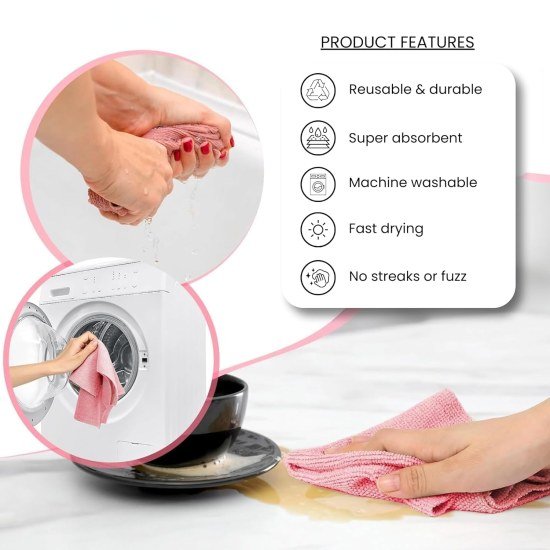 20 Pcs Microfiber Cleaning Wipes Kitchenware
