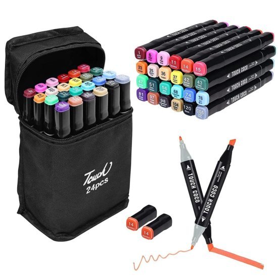24 pcs Color Markers Pen Office and Stationery