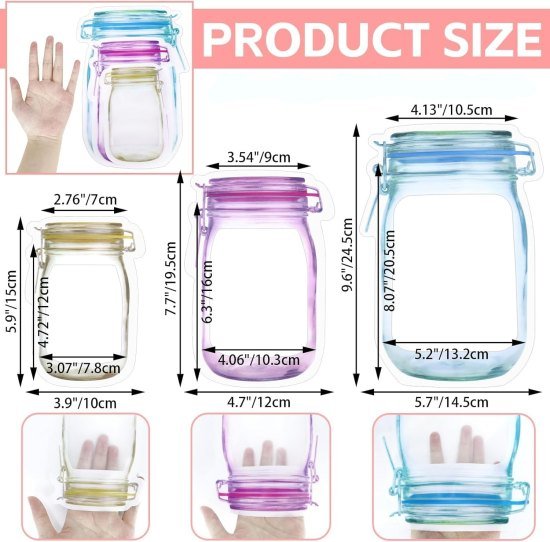 3 Pcs Food Storage Jar Zip lock Bags Kitchenware