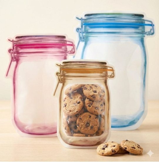 3 Pcs Food Storage Jar Zip lock Bags Home and Kitchen