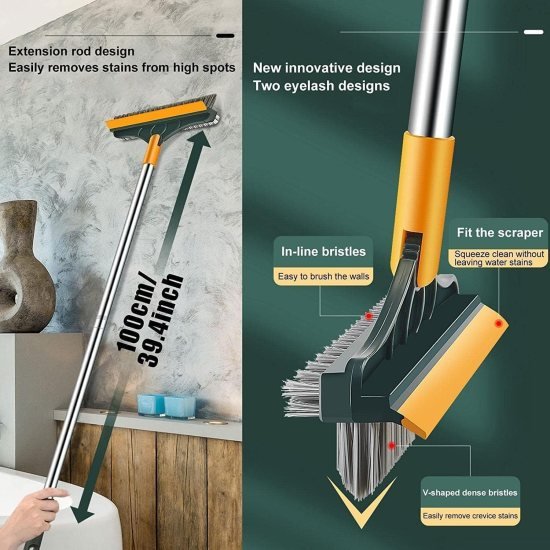 3 in 1 tiles cleaning brush Wiper Cleaning Accessories