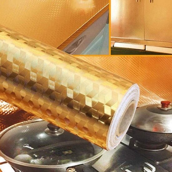 300x40 cm Golden Foil Checks Home & Kitchen