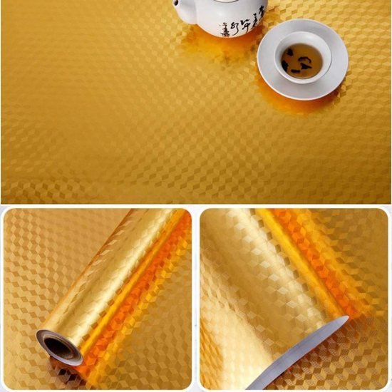 300x40 cm Golden Foil Checks Home & Kitchen
