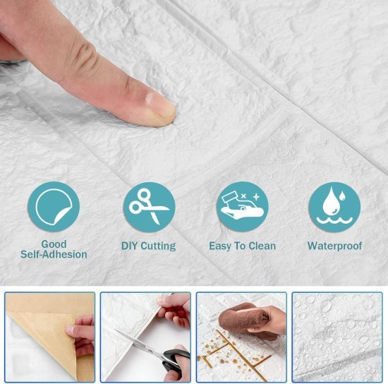 3D Breek Foam Wallpaper 70x77cm Home Improvement