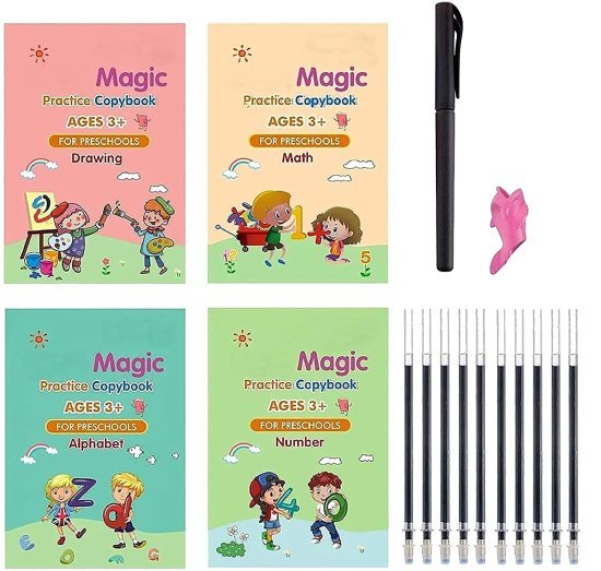 Magic Practice Book for kids 4 pcs 10 refill Office and Stationery