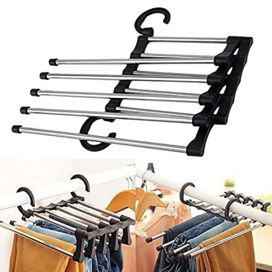 5 in 1 Foldable Hanger Pant Hanger Steel Hanger Home Improvement