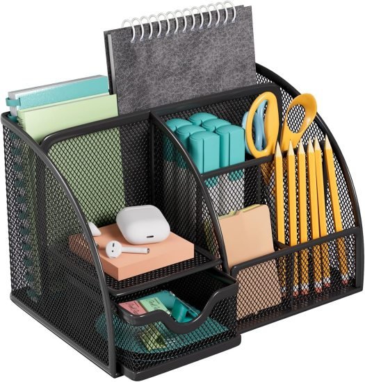 6 Compartments Metal Mesh Desk Organizer  Home & Kitchen
