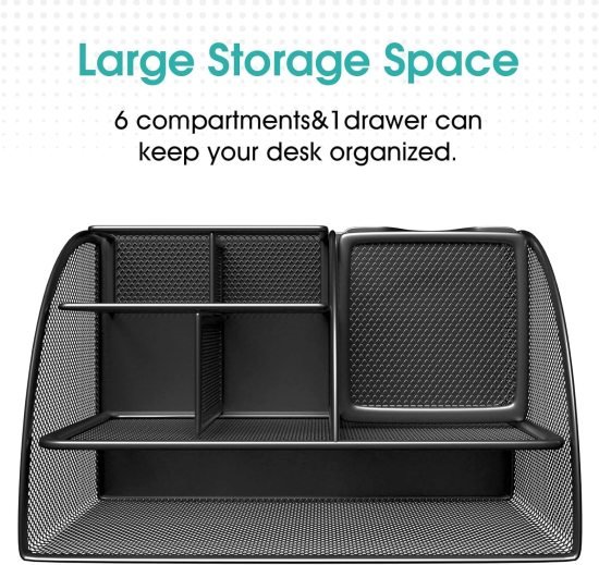 6 Compartments Metal Mesh Desk Organizer  Home & Kitchen