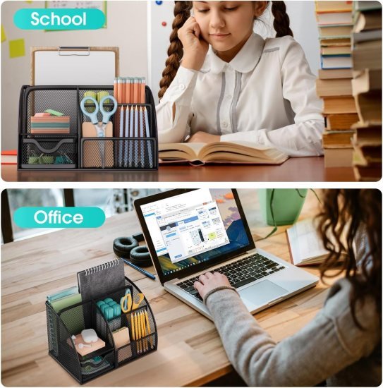 6 Compartments Metal Mesh Desk Organizer  Home & Kitchen