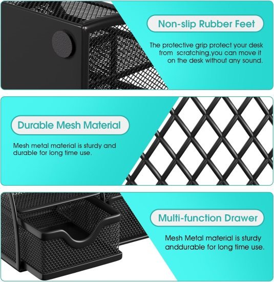 6 Compartments Metal Mesh Desk Organizer  Home & Kitchen
