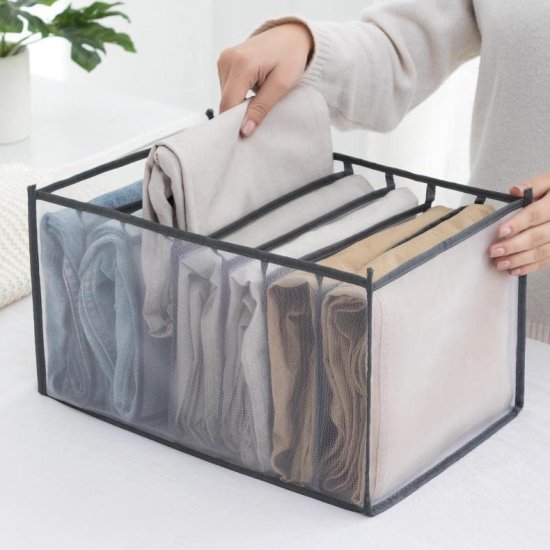 7 Grid Transparent Closet Clothes Organizer 