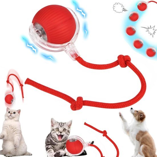 Automatic Cat Teaser Ball Red Rolling Ball Toys