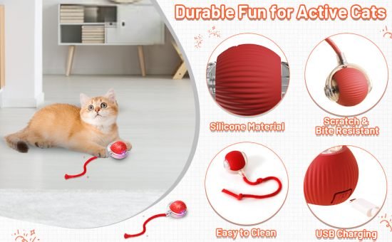 Automatic Cat Teaser Ball Red Rolling Ball Toys