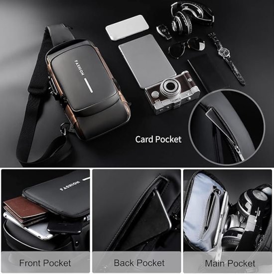 Black Waterproof Sling Cross Backpack Bag Travelling Bags