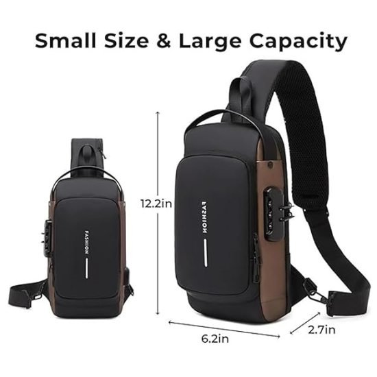Brown Waterproof Sling Cross Backpack Bag Travelling Bags