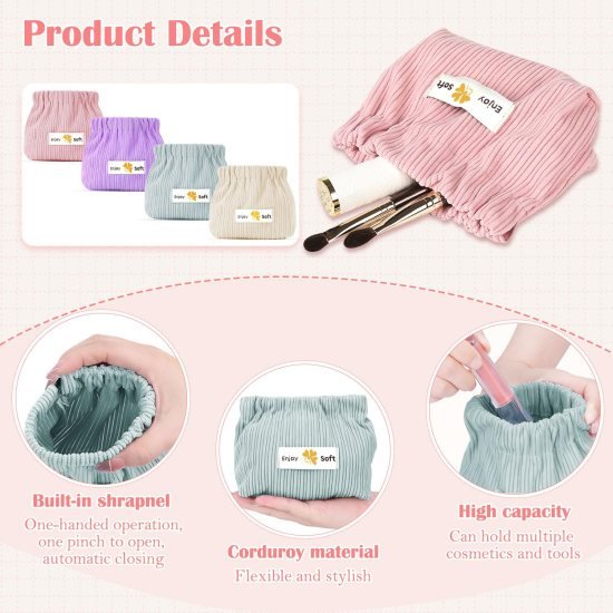 Corduroy Elastic Storage Bag cosmetic Bags