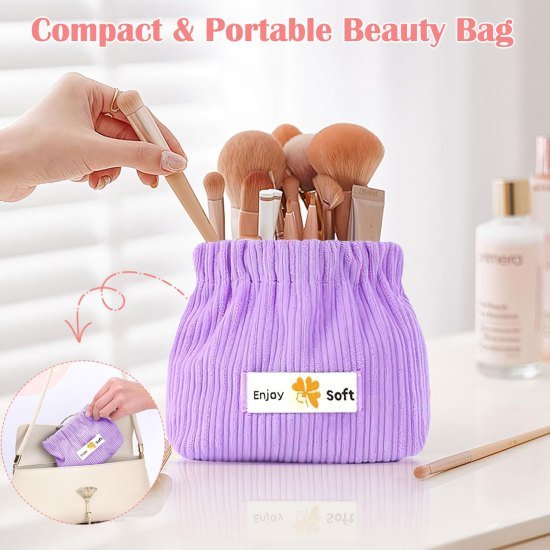 Corduroy Elastic Storage Bag cosmetic Bags