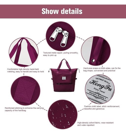 Foldable travel Duffel Bag with pocket Travelling Bags