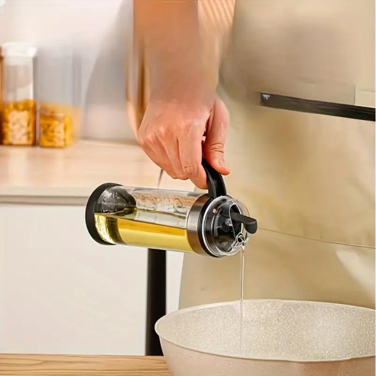500ml Glass Oil Bottle With Ergonomic Non Slip Handle  Kitchenware