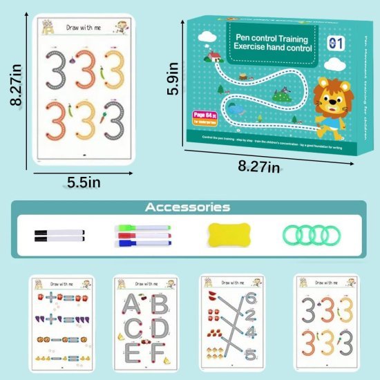 Hand Writing Pen Control Training Practice Book 64 page Office & Stationery