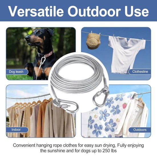 Heavy Duty Clothe Drying Wire Rope 10 Meter Outdoor