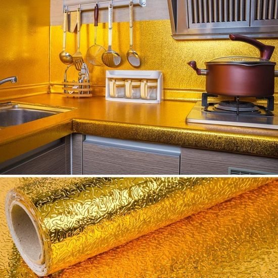 200x60 cm Golden Foil Zigzag Home & Kitchen