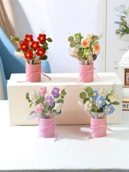 Artificial Crochet Flower Bouquet Home Improvement