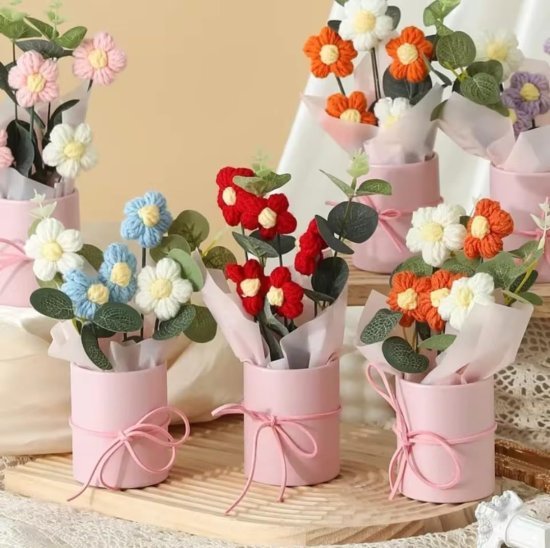 Artificial Crochet Flower Bouquet Home Improvement