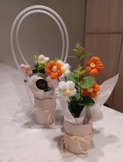 Artificial Crochet Flower Bouquet Home Improvement
