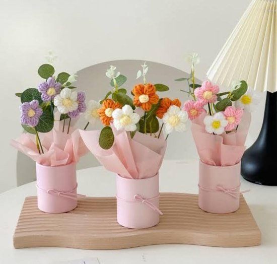 Artificial Crochet Flower Bouquet Home Improvement