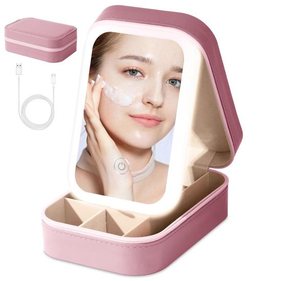 jewellery Makeup Storage box with led mirror Case 