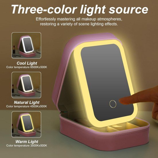 jewellery Makeup Storage box with led mirror Case Automotive